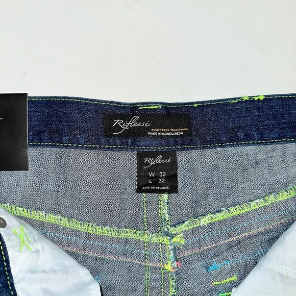 Vintage baggy y2k riflessi faded blue skater unique embroidered design denim - Picture 4 of 6